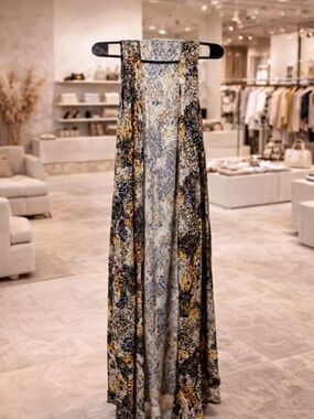 LuLaRoe XS Floral Sleeveless Duster Vest Long Open Front Boho Layering Cardigan